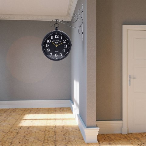 Zegar ścienny na ścianę metalowy czarny dwustronny 39x9.5x29cm VILDE 569947