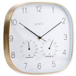Zegar ścienny na ścianę z termometrem i higrometrem biały złoty 28.5cm VILDE 568132