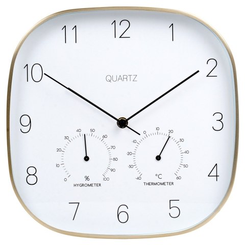 Zegar ścienny na ścianę z termometrem i higrometrem biały złoty 28.5cm VILDE 568132