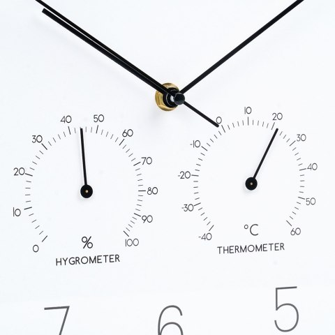 Zegar ścienny na ścianę z termometrem i higrometrem biały złoty 28.5cm VILDE 568132