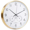 Zegar ścienny na ścianę z termometrem i higrometrem biały złoty 38cm VILDE 568133