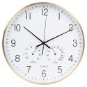 Zegar ścienny na ścianę z termometrem i higrometrem biały złoty 38cm VILDE 568133