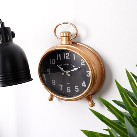 Zegar ścienny na ścianę złoty czarny budzik 20.5x24cm VILDE 569952