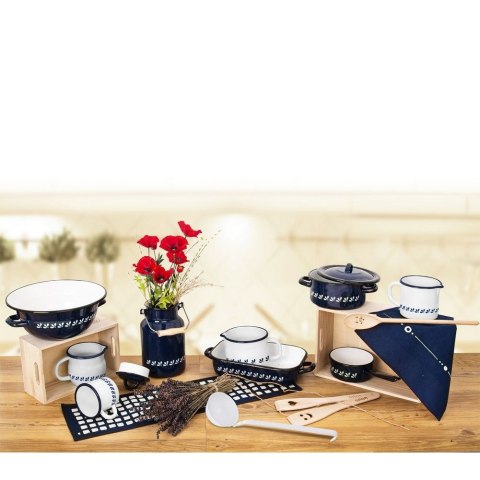 Chochla do zupy emaliowana duża łyżka wazowa MODROBILA 210ml 35cm ORION 140294