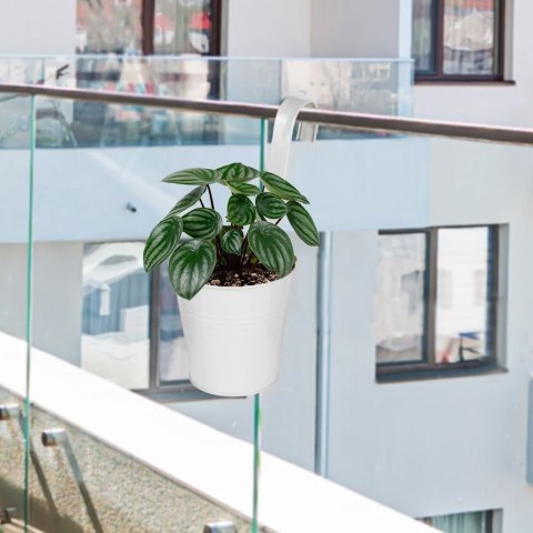 Doniczka balkonowa metalowa biała mała 13,5 cm VILDE 339158-B