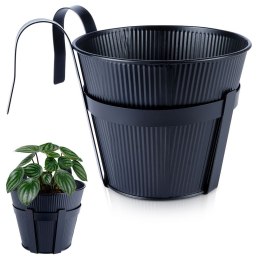 Doniczka balkonowa metalowa czarna 20 cm VILDE 339403