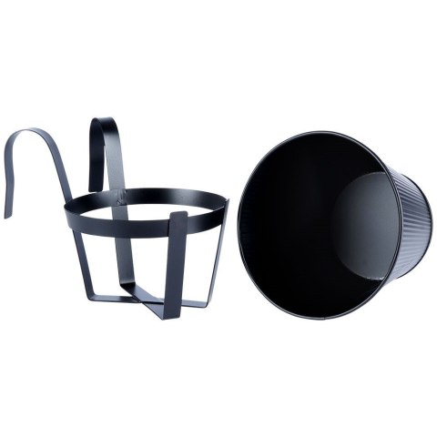 Doniczka balkonowa metalowa czarna 20 cm VILDE 339403