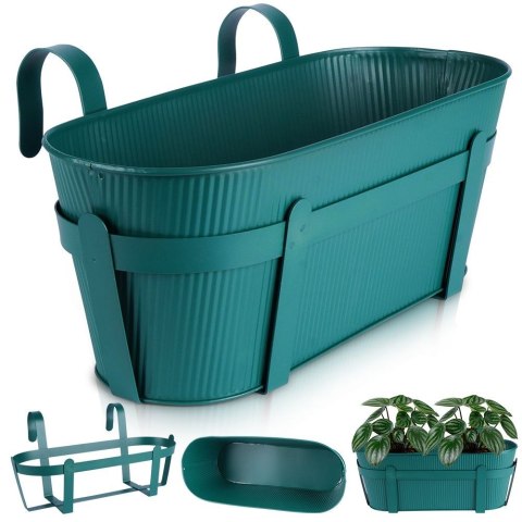 Doniczka balkonowa metalowa zielona 37,5 cm VILDE 339402