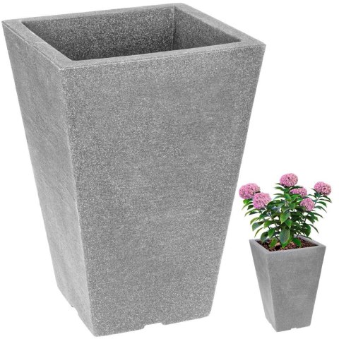 Doniczka ogrodowa plastikowa szara kwadratowa 24x35 cm VILDE 339323