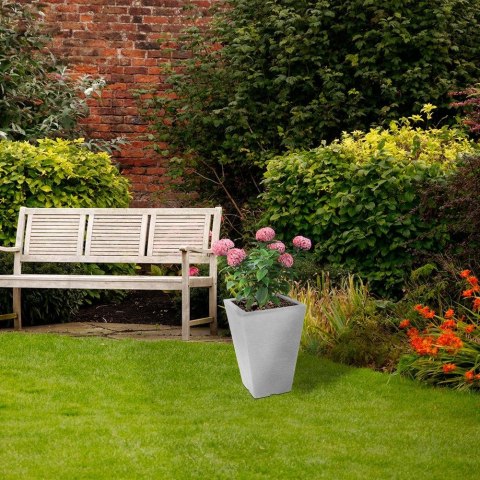 Doniczka ogrodowa plastikowa szara kwadratowa 24x35 cm VILDE 339323