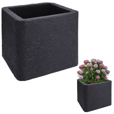 Doniczka ogrodowa plastikowa szara kwadratowa 39x33,5 cm VILDE 339329
