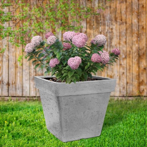 Doniczka ogrodowa plastikowa szara kwadratowa 39,5x35 cm VILDE 339332