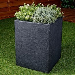 Doniczka ogrodowa plastikowa szara kwadratowa duża 29x40 cm VILDE 339198
