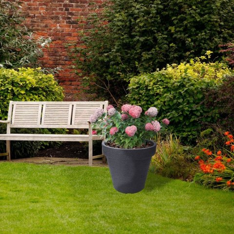 Doniczka ogrodowa plastikowa szara okrągła 35x38,5 cm VILDE 339330