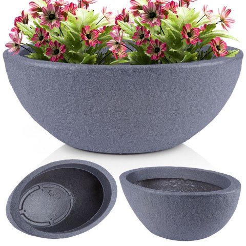 Doniczka ogrodowa plastikowa szara owalna 59x34 cm VILDE 339199