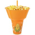 Kubek ze słomką i miską na popcorn nachosy pomarańczowy 500ml ORION 121793