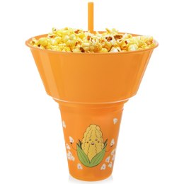 Kubek ze słomką i miską na popcorn nachosy pomarańczowy 500ml ORION 121793