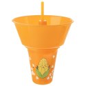 Kubek ze słomką i miską na popcorn nachosy pomarańczowy 500ml ORION 121793
