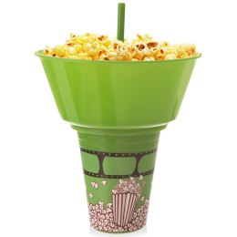 Kubek ze słomką i miską na popcorn nachosy zielony 500ml ORION 121792