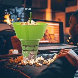 Kubek ze słomką i miską na popcorn nachosy zielony 500ml ORION 121792