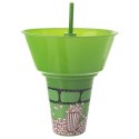 Kubek ze słomką i miską na popcorn nachosy zielony 500ml ORION 121792