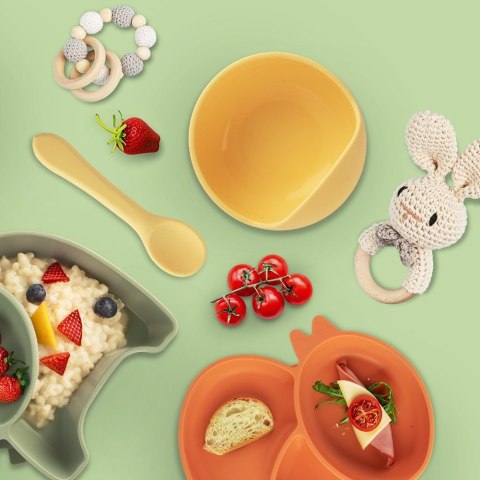 Miseczka dla dziecka dzieci silikonowa z przyssawką żółta 360ml ORION 129222