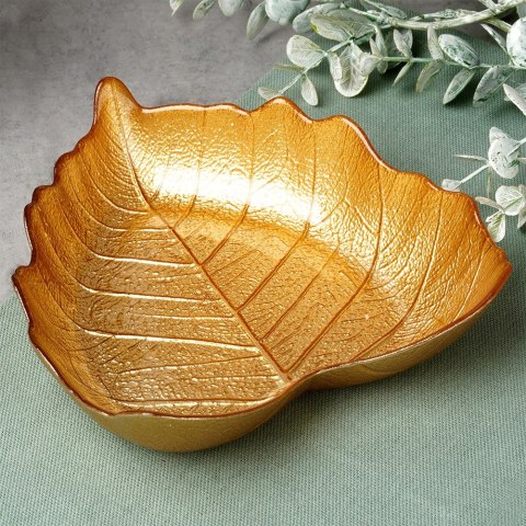 Miseczka szklana do serwowania złota liść miska 16x14cm 180ml VILDE 139733