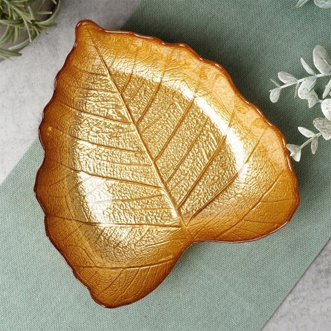Miseczka szklana do serwowania złota liść miska 16x14cm 180ml VILDE 139733