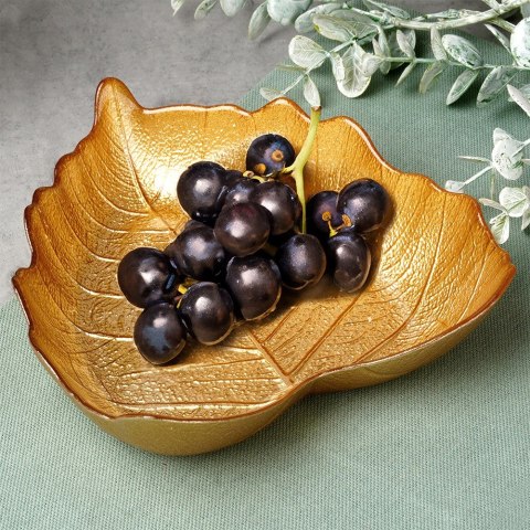 Miseczka szklana do serwowania złota liść miska 16x14cm 180ml VILDE 139733