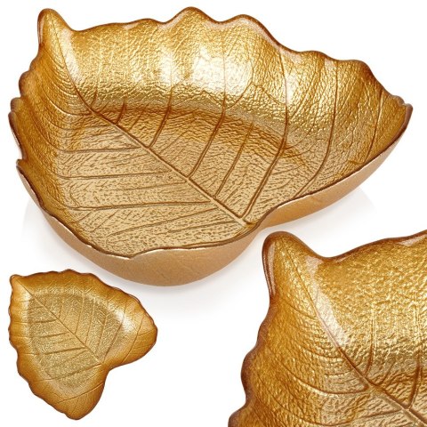 Miseczka szklana do serwowania złota liść miska 16x14cm 180ml VILDE 139733
