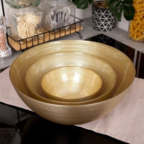 Miseczka szklana złota do zupy na sałatkę przekąski chipsy 15cm 600ml VILDE 139260