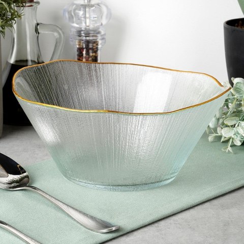 Miska sałatkowa do sałatki szklana złota 21cm 1.2L VILDE 139716