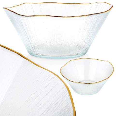 Miska sałatkowa do sałatki szklana złota 21cm 1.2L VILDE 139716