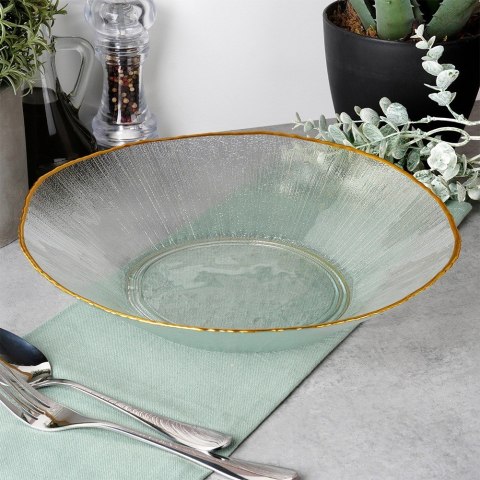 Miska sałatkowa do sałatki szklana złota 29.5cm 1.6L VILDE 139719