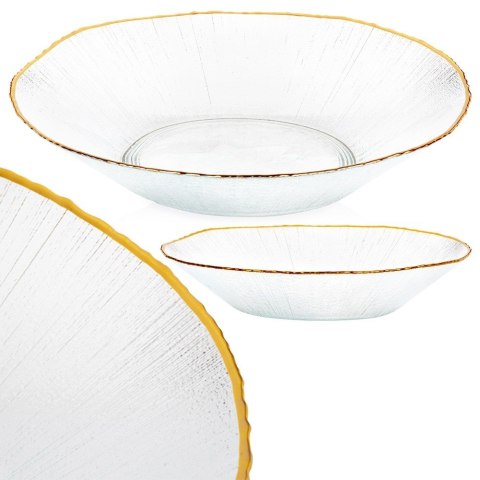 Miska sałatkowa do sałatki szklana złota 29.5cm 1.6L VILDE 139719