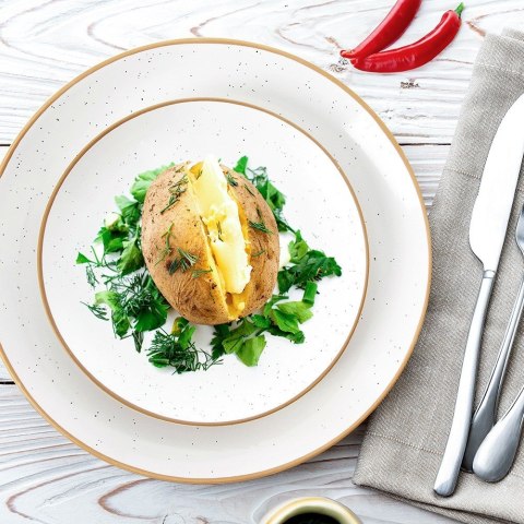 Talerz deserowy ceramiczny beżowy 20cm ORION 129106