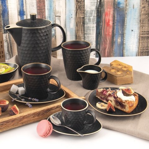 Talerz deserowy ceramiczny czarny TEA TIME 16.5x15cm ORION 129507