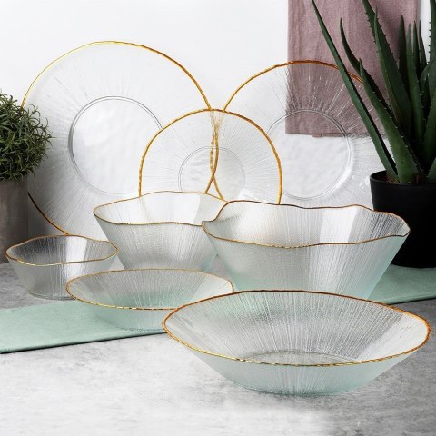 Talerz deserowy szklany złoty 21cm VILDE 139720