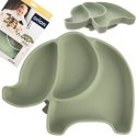 Talerz dla dziecka dzieci silikonowy dzielony zielony słonik 23.5x19x3.5cm ORION 129572