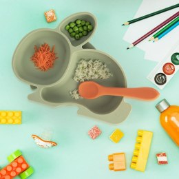 Talerz dla dziecka dzieci silikonowy dzielony zielony zajączek 23x18.5x3.5cm ORION 129573