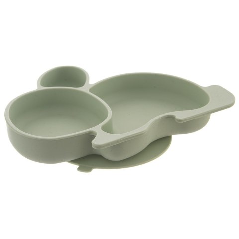 Talerz dla dziecka dzieci silikonowy dzielony zielony zajączek 23x18.5x3.5cm ORION 129573