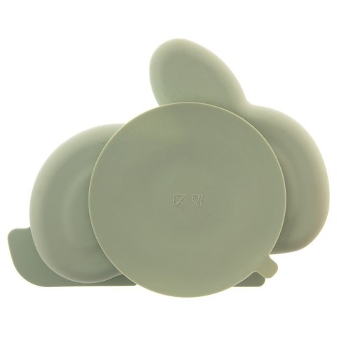 Talerz dla dziecka dzieci silikonowy dzielony zielony zajączek 23x18.5x3.5cm ORION 129573