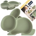 Talerz dla dziecka dzieci silikonowy dzielony zielony zajączek 23x18.5x3.5cm ORION 129573