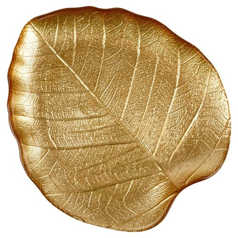 Talerz do serwowania szklany złoty liść 18x16cm VILDE 139734