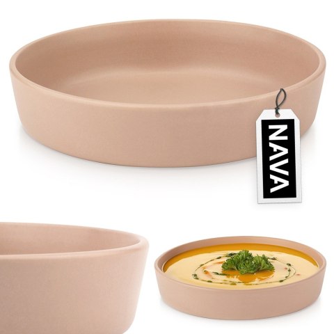 Talerz obiadowy głęboki ceramiczny beżowy SOHO 21.5cm 1L NAVA 10-099-273