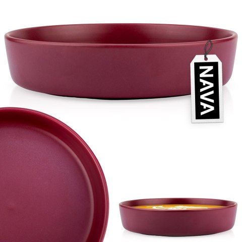 Talerz obiadowy głęboki ceramiczny bordowy SOHO 21.5cm 1L NAVA 10-099-293