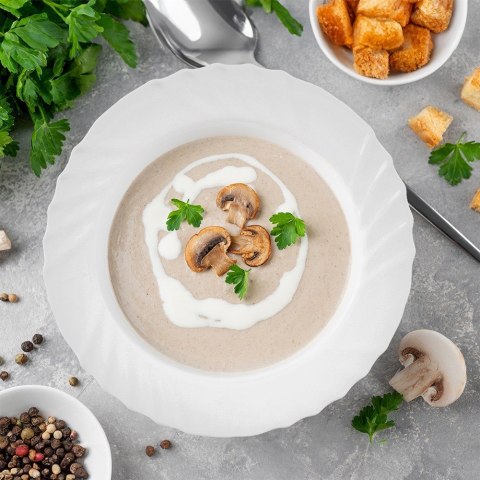 Talerz obiadowy głęboki szklany biały LUNA 22.5cm 350ml ORION 129579