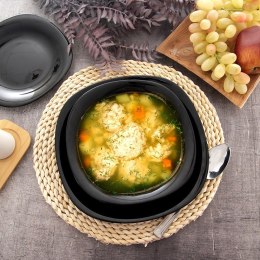 Talerz obiadowy głęboki szklany czarny LUNA 21.5cm 650ml ORION 129548