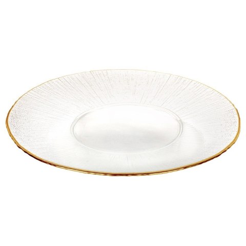 Talerz obiadowy płytki szklany złoty patera 30cm VILDE 139722