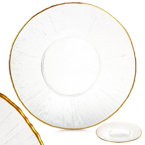 Talerz obiadowy płytki szklany złoty patera 30cm VILDE 139722